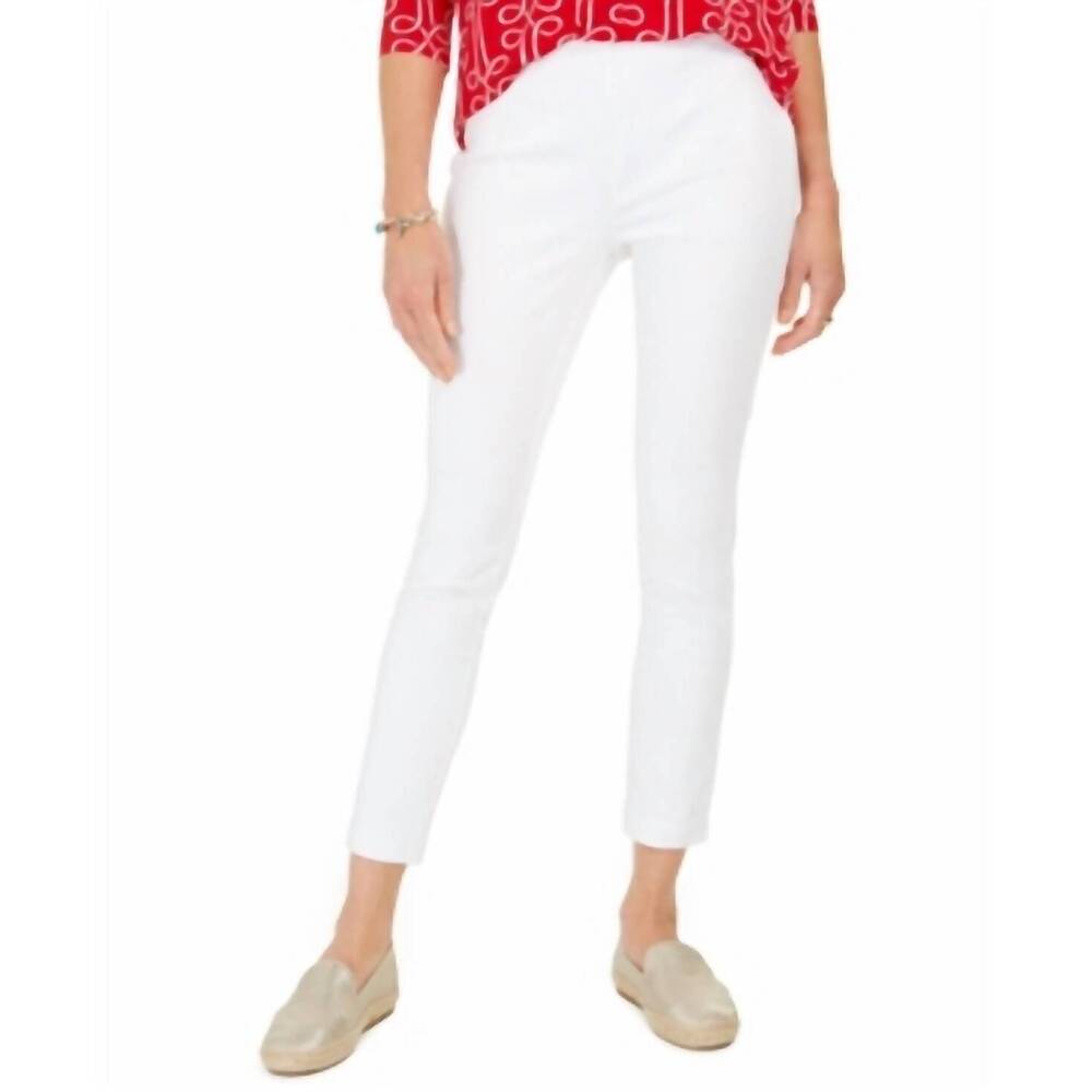 NEW CHARTER CLUB LUXURY chelsea twill tummy control cropped pants in white